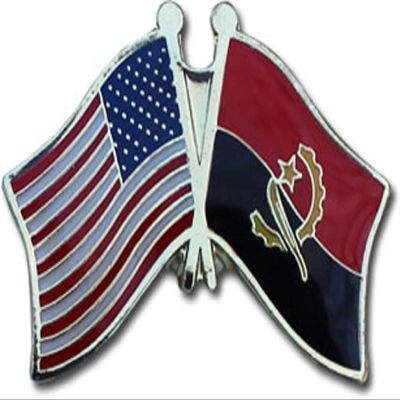 Angola Friendship Double Flag Lapel Pin US Crossed Emblem Tie and Hat Pin Badge