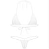 ACSUSS Women's Brazilian Mesh Sheer Extreme Halterneck Micro Bikini Bra Top with G-String Swimsuit White One Size view 1