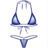 ACSUSS Women's Brazilian Mesh Sheer Extreme Halterneck Micro Bikini Bra Top with G-String Swimsuit Royal Blue One Size view 1