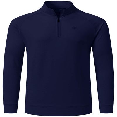 MoFiz Men's Long Sleeve Shirts Quarter Zip Pullover Men's Polo Shirts Quick Dry Rash Guard Outdoor Hiking Running Polo Shirts for Men Navy