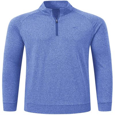 MoFiz Men's Long Sleeve Shirts Quarter Zip Pullover Men's Polo Shirts Quick Dry Rash Guard Outdoor Hiking Running Polo Shirts for Men Blue