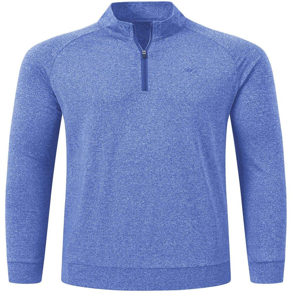 MoFiz Men's Long Sleeve Shirts Quarter Zip Pullover Men's Polo Shirts Quick Dry Rash Guard Outdoor Hiking Running Polo Shirts for Men Blue