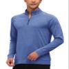 MoFiz Men's Long Sleeve Shirts Quarter Zip Pullover Men's Polo Shirts Quick Dry Rash Guard Outdoor Hiking Running Polo Shirts for Men Blue view 4