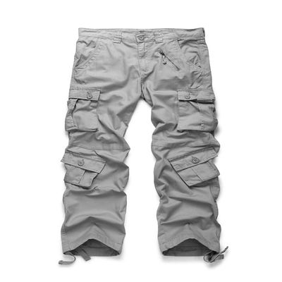 OCHENTA Men's Military Cargo Pants with 8 Pockets, Relax fit Casual Work Combat Outdoor Slacks Light Grey 38