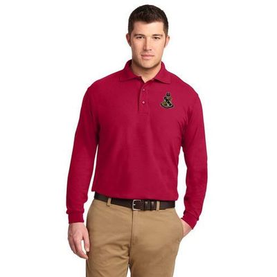 Alpha Sigma Phi Emblem Long Sleeve Polo Large Red