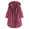 Andongnywell Women's Winter Warm Open Buttons Overcoats Fleece Fluffy Jacket Coat Outwear with Pockets (Wine Red,Medium)