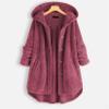 Andongnywell Women's Winter Warm Open Buttons Overcoats Fleece Fluffy Jacket Coat Outwear with Pockets (Wine Red,Medium) view 2