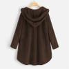 Andongnywell Women's Winter Warm Open Buttons Overcoats Fleece Fluffy Jacket Coat Outwear with Pockets (Coffee,Small) view 3