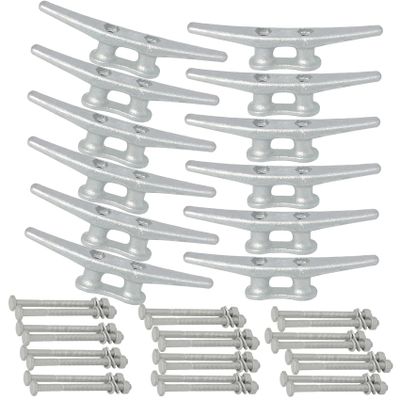 VEITHI Dock Cleats 6 inch with Fastener,Hot Dipped Galvanized Cast Iron Boat Cleat Dock Boat Cleats, Rope Cleat Boat Dock Cleats Ideal for Dock, Decks, Piers for Tying up Boats,Marine Decor (12 Pack)