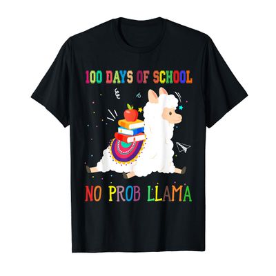 100 Days Of School No Prob llama Alpaca Teachers Kids Gift T-Shirt