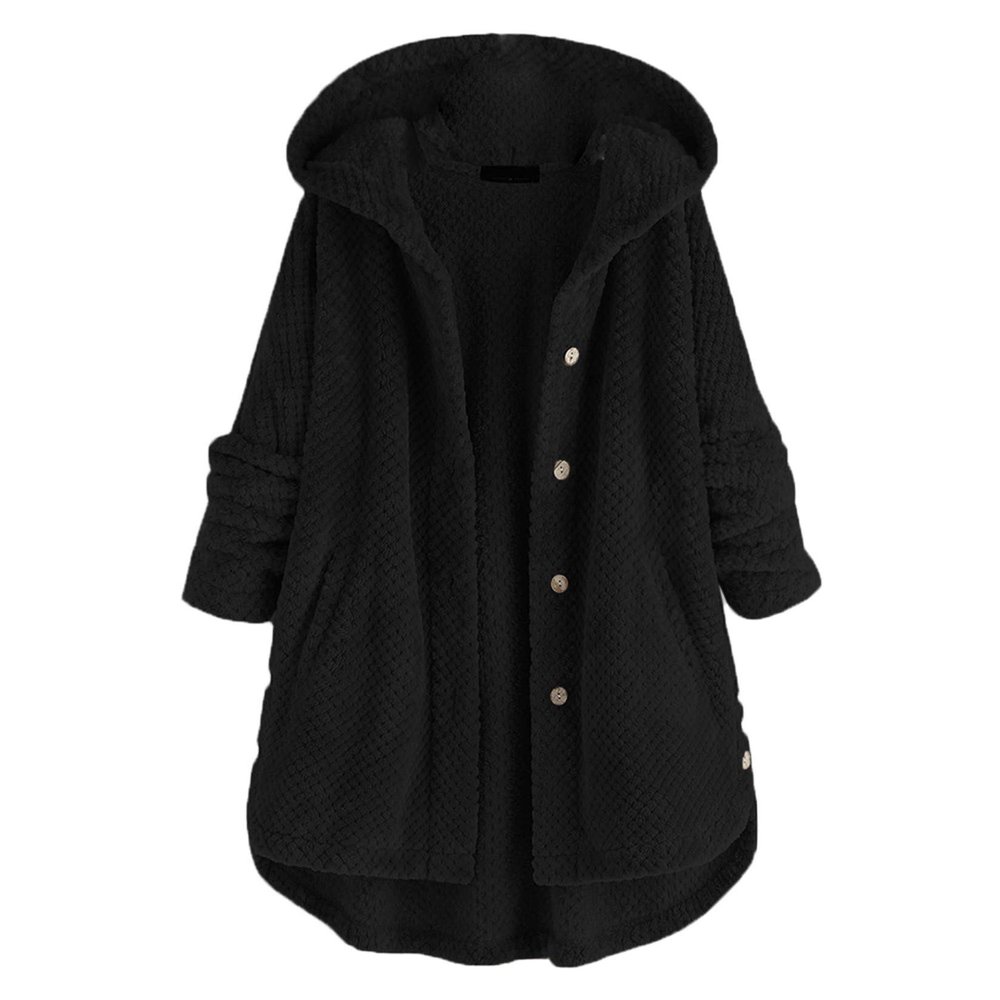 Andongnywell Women's Fashion Long Sleeve Lapel Faux Shearling Coat Jacket Outwear with Pockets Warm Winter (Black,XX-Large)