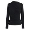 CHICWISH Women's Black Mock Neck Ruched Long Sleeves Knit Top view 1