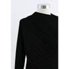 CHICWISH Women's Black Mock Neck Ruched Long Sleeves Knit Top view 3