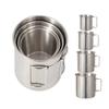Camping Campfire Mug with Handle, Folding Big Stainless Steel Cup 4 Piece Set Backpacking Gear for Hiking, Hunting, Fishing and Survival Adventure.