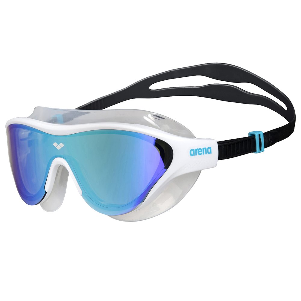 ARENA Unisex Adult The One Swim Mask Fitness Swimming Goggles for Men and Women Large Fit Polycarbonate Mirror Lens, Blue/White