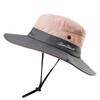 Kids Girls UV Protection Sun-Hat Wide Brim Bucket-Cap with Ponytail Hole Fit for 3-6 Years Pink view 2