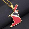 18K Gold Plated Trinidad and Tobago Map Flag Stainless Steel Pendant and Necklace Trendy Ethnic Jewelry Gift view 4