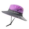 Kids Girls UV Protection Sun-Hat Wide Brim Bucket-Cap with Ponytail Hole Fit for 3-6 Years Purple view 2