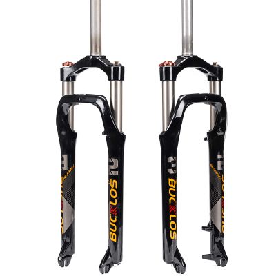 BUCKLOS US Stock 264.0 inch Fat Tire MTB Suspension Fork, 100mm Travel Spacing Hub 135mm 1 1/8 Straight Tube Manual Lockout 9mm QR Oil Spring Front Forks, fit Snow Beach Mountain Bike