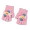 Children's Gloves Autumn and Winter Winter Men and Women Children Baby Infants and Young Children Writing Half Finger Sunflower Cartoon Cute Woolen to Keep Warm 2-4 Years Old (Color : Pink) view 1