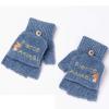 Children's Clamshell Gloves Autumn Winter and Winter Kindergarten Boys Girls Writing Handless Half-Finger Cute Cartoon Dinosaur (Color : Blue) view 1