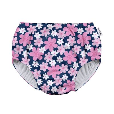Green Sprouts Baby Girls Pull-Up Reusable and Toddler Swim Diaper, Navy Blooms, 24 Months US