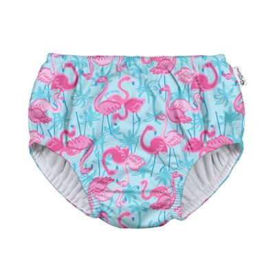 green sprouts baby girls Pull-up Reusable and Toddler Swim Diaper, Aqua Palm Flamingos, 18-24 Month US