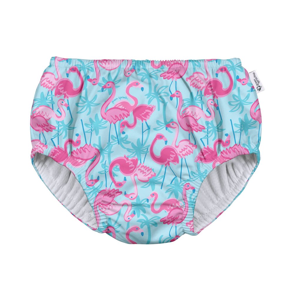 green sprouts baby girls Pull-up Reusable and Toddler Swim Diaper, Aqua Palm Flamingos, 18-24 Month US