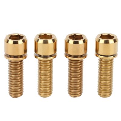 Alomejor 4Pcs Stem Bolt Screws M6x18 High Strength Alloy Mountain Road Stem Screw(Golden)