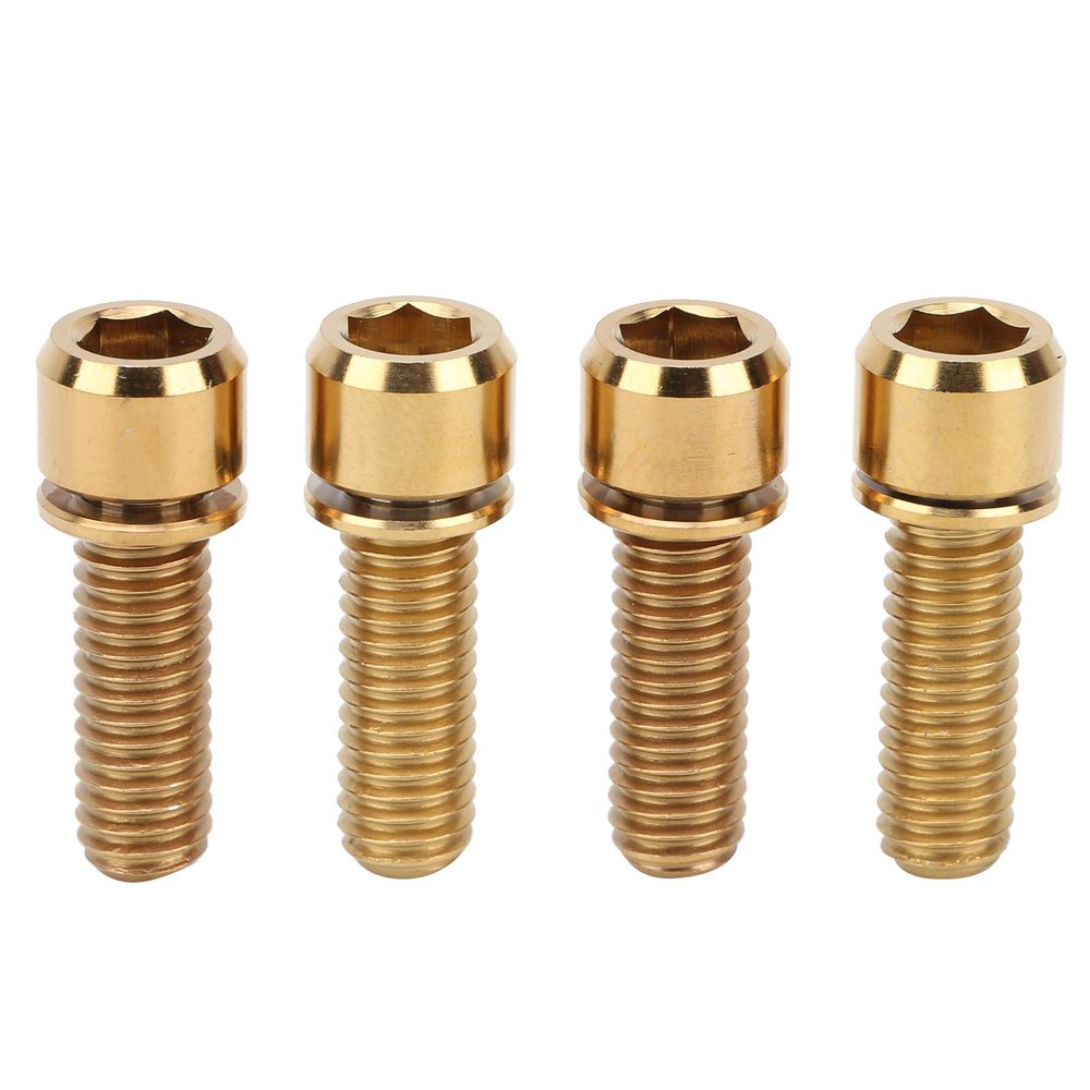 Alomejor 4Pcs Stem Bolt Screws M6x18 High Strength Alloy Mountain Road Stem Screw(Golden)