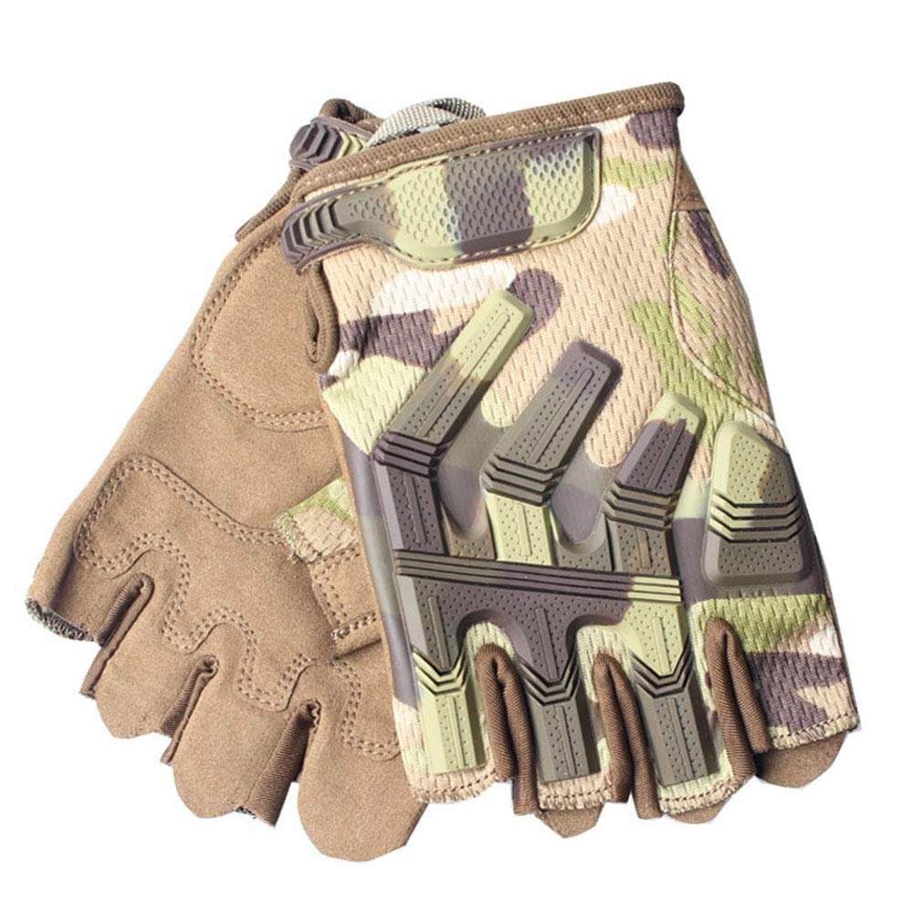 Outdoor Sports Motorcycle Cycling Gloves Airsoft Shooting Hunting Camouflage Half Finger Tactical Gloves - CP - XL