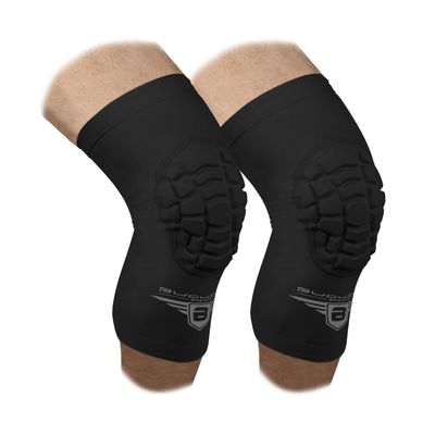 Bucwild Sports Volleyball Knee Pads | Padded Knee Compression Sleeves with Anti-Slip Grip & Flatten-Resistant Cushion | For Basketball, Volleyball, Wrestling & Training 1 Pair (Black, XXS)
