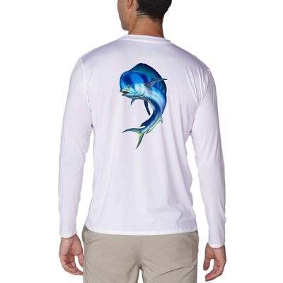 Men's UPF50+ Long Sleeve UV Sun Protection Shirts Quick Dry Outdoor Shirt for Fishing (Blue Mahi, X-Large)
