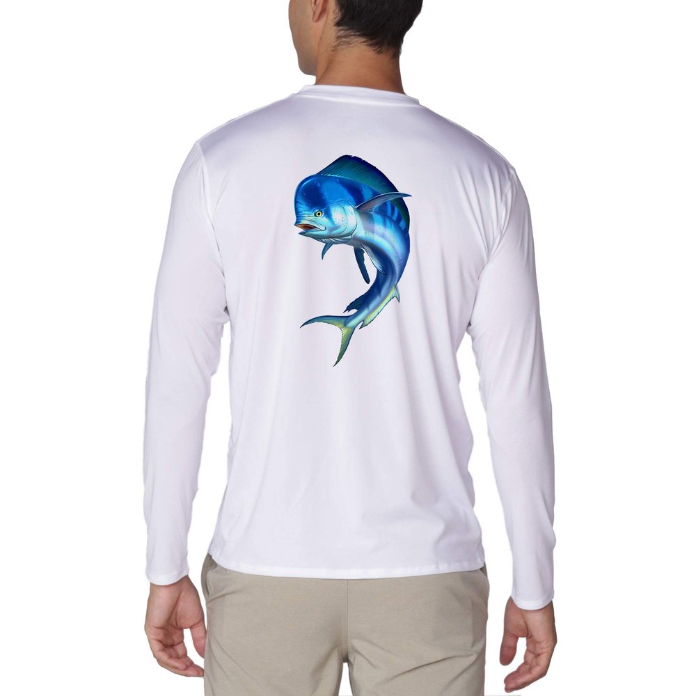 Men's UPF50+ Long Sleeve UV Sun Protection Shirts Quick Dry Outdoor Shirt for Fishing (Blue Mahi, X-Large)