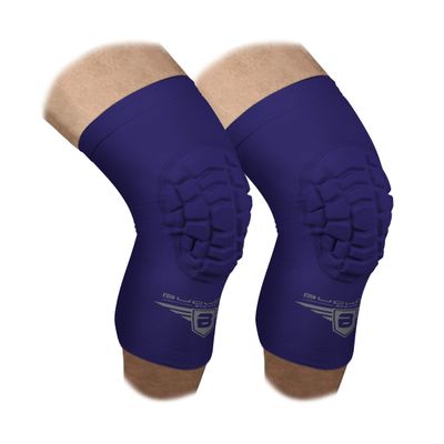 Bucwild Sports Volleyball Knee Pads | Padded Knee Compression Sleeves with Anti-Slip Grip & Flatten-Resistant Cushion | For Basketball, Volleyball, Wrestling & Training 1 Pair (Navy Blue, Small)