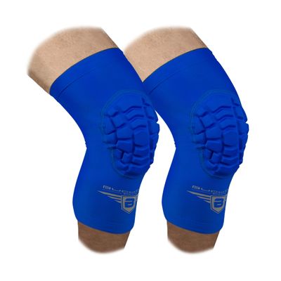 Bucwild Sports Volleyball Knee Pads | Padded Knee Compression Sleeves with Anti-Slip Grip & Flatten-Resistant Cushion | For Basketball, Volleyball, Wrestling & Training 1 Pair (Royal Blue, Medium)