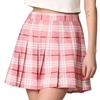 MBJ WB2344 Women Girls Plaid High Waist Japan School Uniform Pleated Skater Tennis Skirt with Short L Pink_Plaid view 1