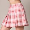 MBJ WB2344 Women Girls Plaid High Waist Japan School Uniform Pleated Skater Tennis Skirt with Short L Pink_Plaid view 2