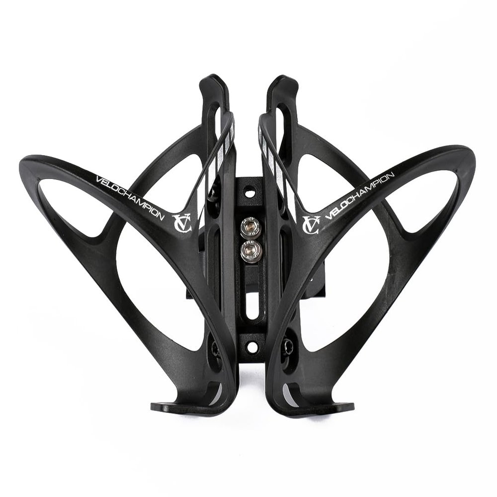 VeloChampion Bike Dual Bottle Cage Holder | Carry 2 Bottles up to 750ml | Ideal for Triathlon & Road Cycling | Suitable for Saddle Rails 50-70mm (Premium)