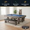 Hathaway Logan 7 Foot Pool Table Combo with Benches  Billiard Table with Ping Pong and Dining Tops  Comes with Complete Game Accessories and Built-In Storage - Rustic Gray Barnwood Finish, Blue Felt view 2