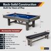 Hathaway Logan 7 Foot Pool Table Combo with Benches  Billiard Table with Ping Pong and Dining Tops  Comes with Complete Game Accessories and Built-In Storage - Rustic Gray Barnwood Finish, Blue Felt view 3