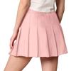 MBJ WB2344 Women Girls Plaid High Waist Japan School Uniform Pleated Skater Tennis Skirt with Short XL Pink view 3