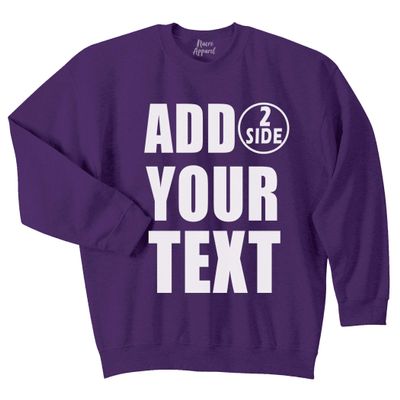 NACRE APPAREL Personalized Men Women Crewneck Add Your Own Text Front Back Side Custom Sweatshirt Purple