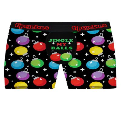 Tipsy Elves Funny Holiday Themed Boxer Briefs Size for Men - Jingle My Balls Underwear Size XX-Large