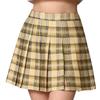 MBJ WB2344 Women Girls Plaid High Waist Japan School Uniform Pleated Skater Tennis Skirt with Short L Khaki_Plaid view 1