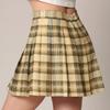 MBJ WB2344 Women Girls Plaid High Waist Japan School Uniform Pleated Skater Tennis Skirt with Short L Khaki_Plaid view 4