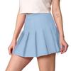 MBJ WB2344 Women Girls Plaid High Waist Japan School Uniform Pleated Skater Tennis Skirt with Short XXL Sky_Blue view 2