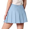 MBJ WB2344 Women Girls Plaid High Waist Japan School Uniform Pleated Skater Tennis Skirt with Short XXL Sky_Blue view 3