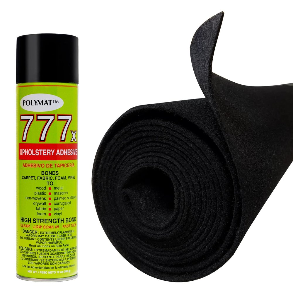 Polymat Heavy Duty 12' x 45" Carpet Black S60 +1 777 Glue for Boat Trailer Bunk