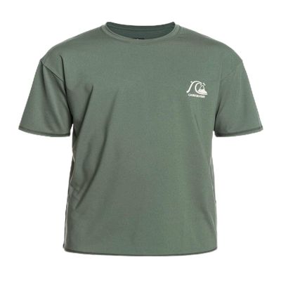 Quiksilver Men's Standard Heritage Short Sleeve Rashguard Surf Shirt, Thyme Heather, M